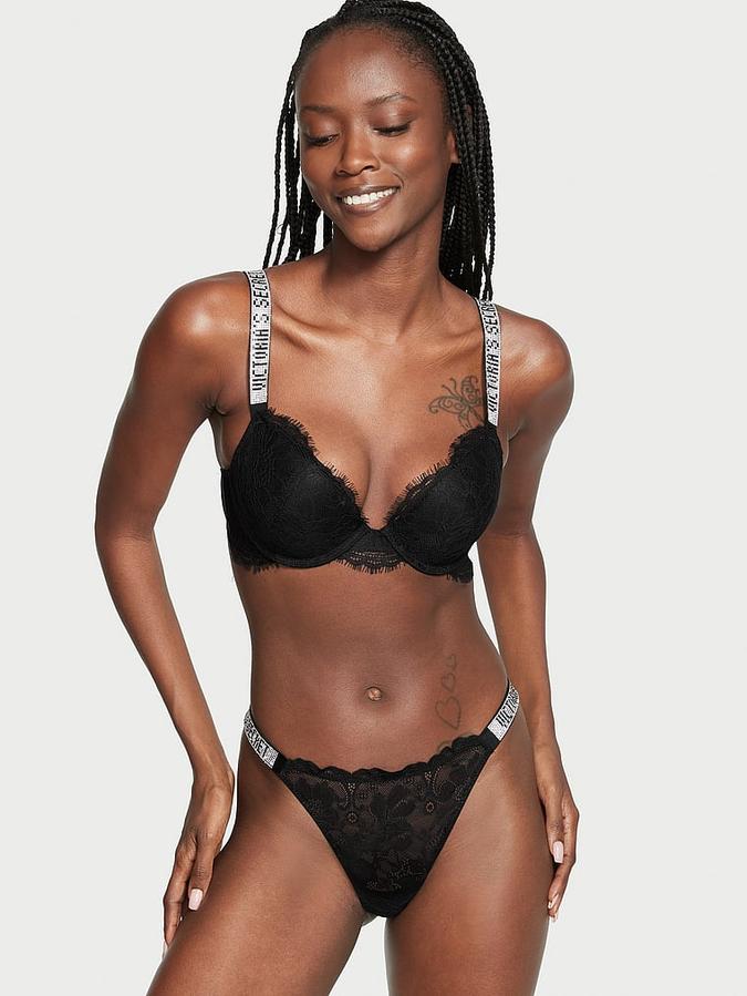 Victoria's Secret Bombshell Shine Strap Lace Thong Panty