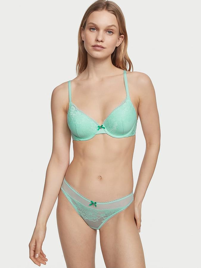 Victoria's Secret Lace-Front Mesh Thong Panty