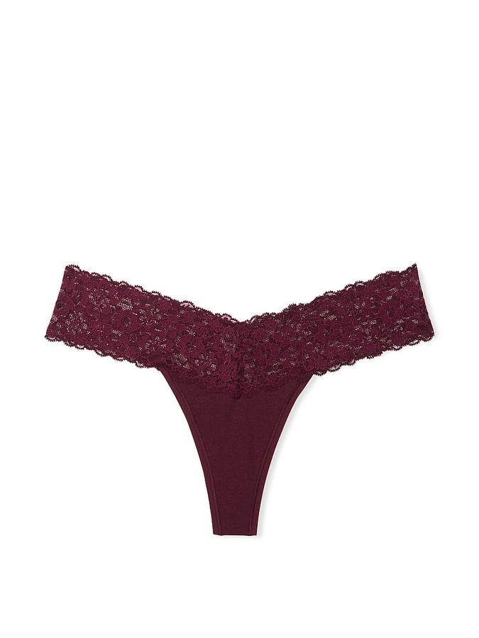 Victoria's Secret Lace-Waist Cotton Thong Panty - Image 2