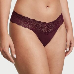 Victoria's Secret Lace-Waist Cotton Thong Panty