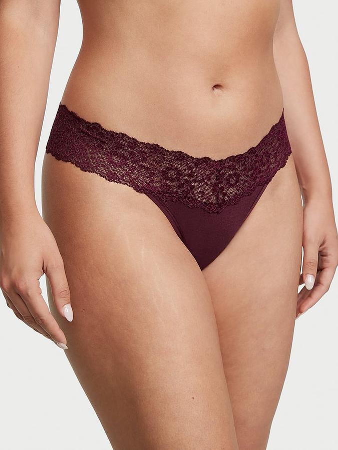 Victoria's Secret Lace-Waist Cotton Thong Panty