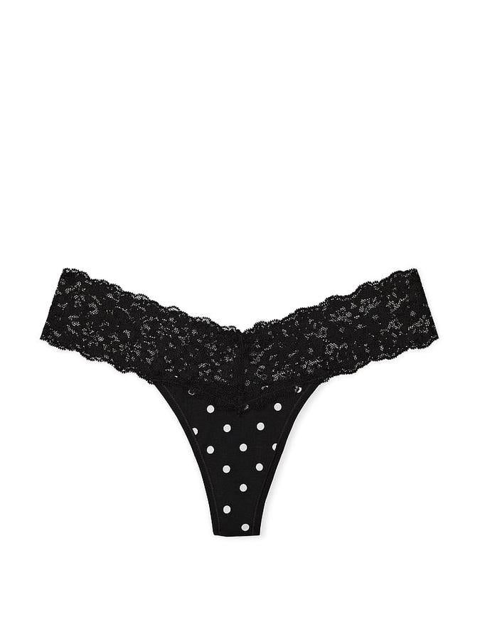 Victoria's Secret Lace-Waist Cotton Thong Panty - Image 2