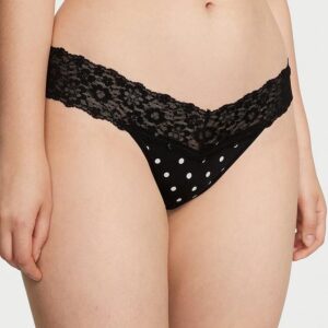 Victoria's Secret Lace-Waist Cotton Thong Panty