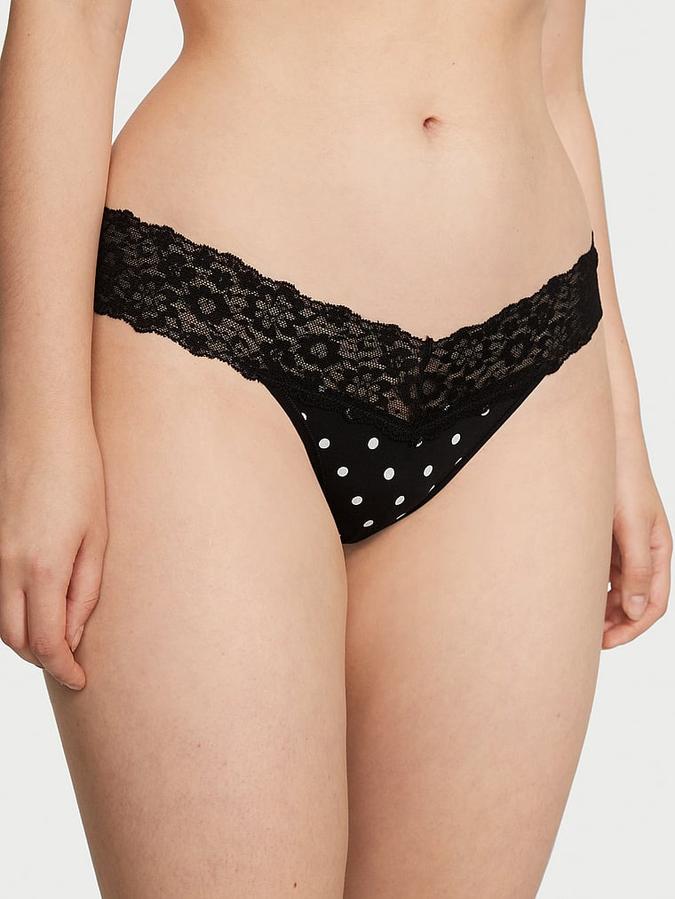 Victoria's Secret Lace-Waist Cotton Thong Panty