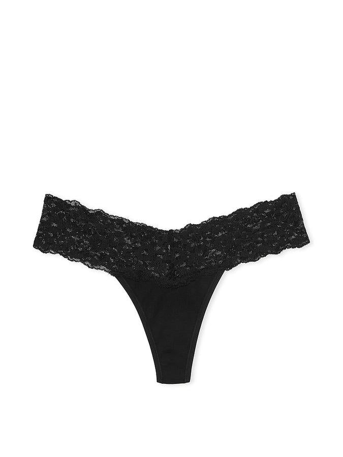 Victoria's Secret Lace-Waist Cotton Thong Panty - Image 2