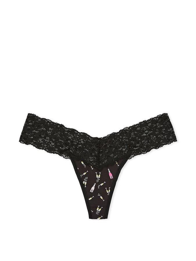 Victoria's Secret Lace-Waist Cotton Thong Panty - Image 3