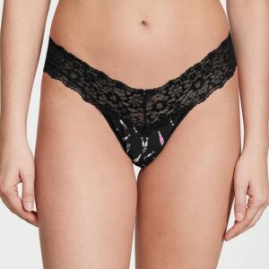 Victoria's Secret Lace-Waist Cotton Thong Panty