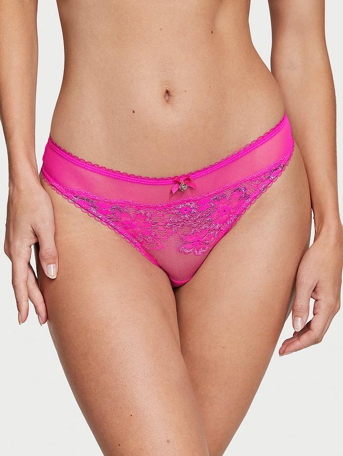 Victoria's Secret Shimmer Lace-Front Thong Panty