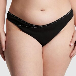 Victoria's Secret Rib Logo Cotton Thong Panty