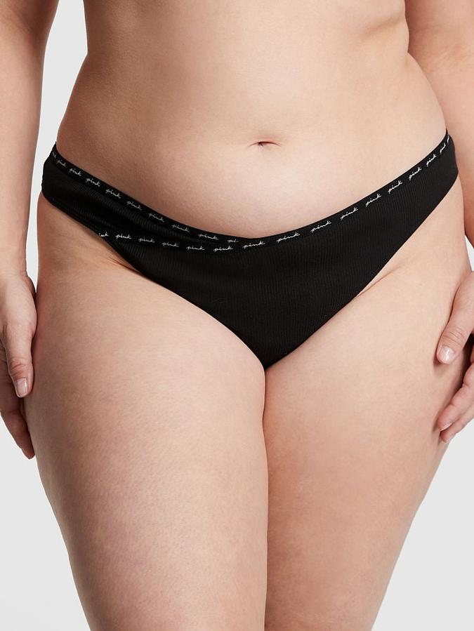 Victoria's Secret Rib Logo Cotton Thong Panty