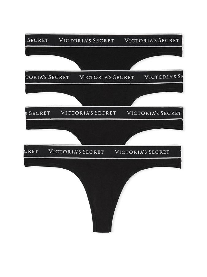 Victoria's Secret Logo Cotton Thong Panty Pack