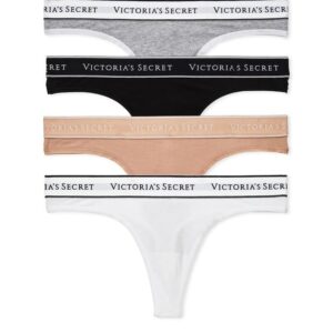 Victoria's Secret Logo Cotton Thong Panty Pack