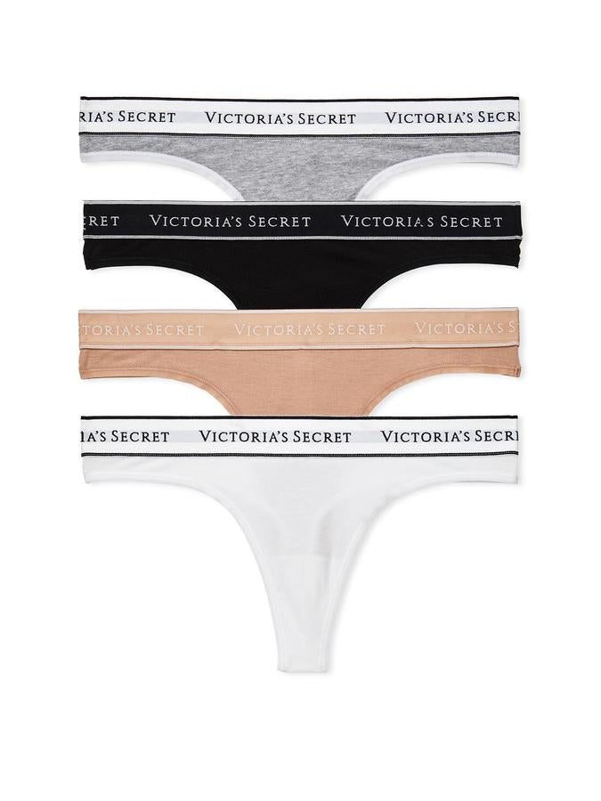 Victoria's Secret Logo Cotton Thong Panty Pack