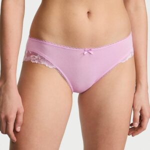 Victoria's Secret Stretch Cotton Lace-Trim Bikini Panty