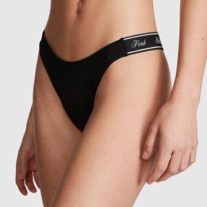 Victoria's Secret Logo Cotton High-Leg Thong Panty