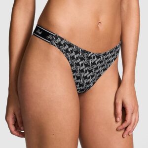 Victoria's Secret Logo Cotton High-Leg Thong Panty