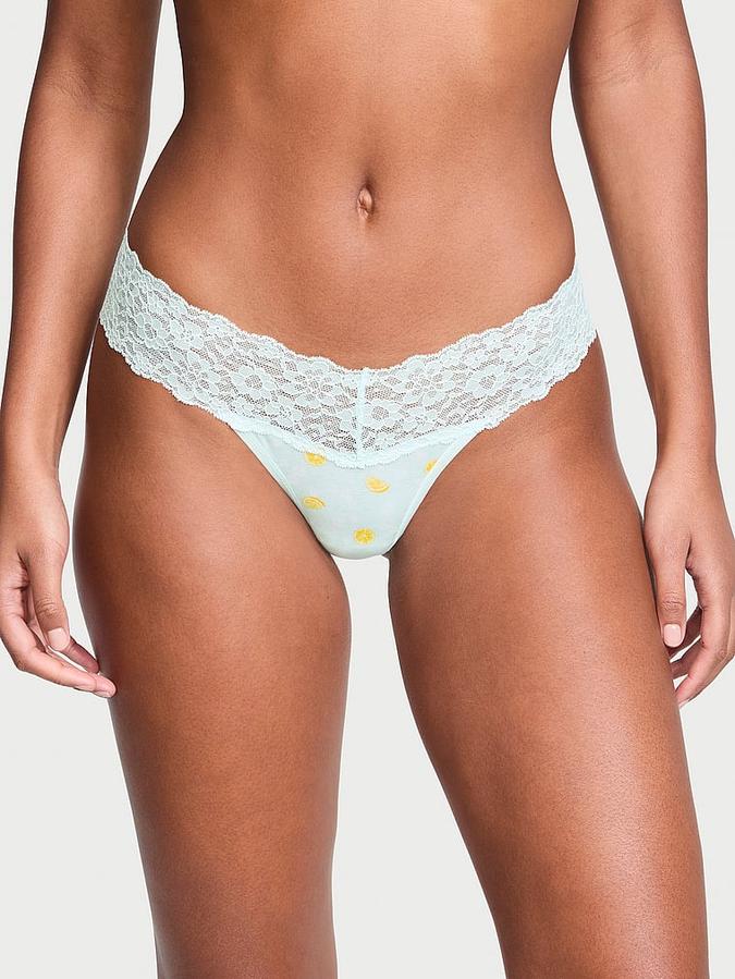 Victoria's Secret Lace-Waist Cotton Thong Panty