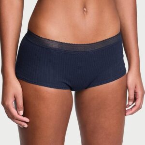 Victoria's Secret Logo Cotton Lace-Waist Boyshort Panty