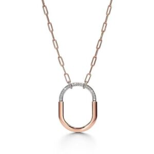 Tiffany Pendant in Rose and White Gold with Diamonds, Extra Large