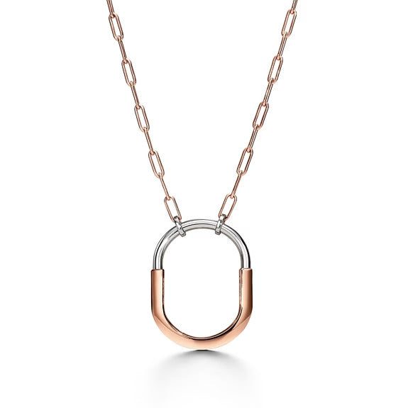 Tiffany Pendant in Rose and White Gold with Diamonds, Extra Large - Image 3