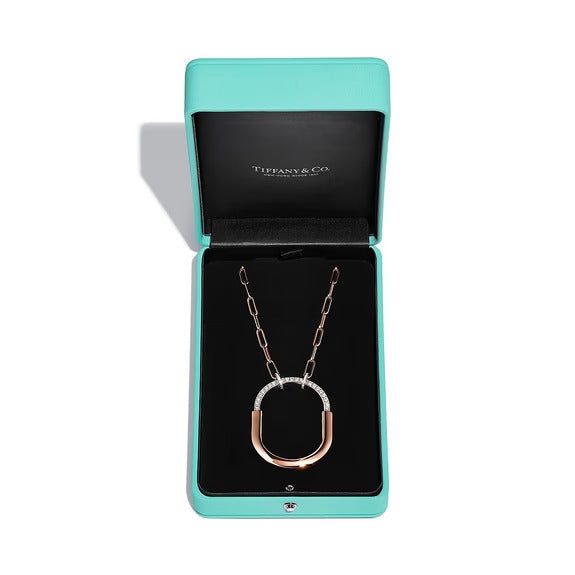Tiffany Pendant in Rose and White Gold with Diamonds, Extra Large - Image 5