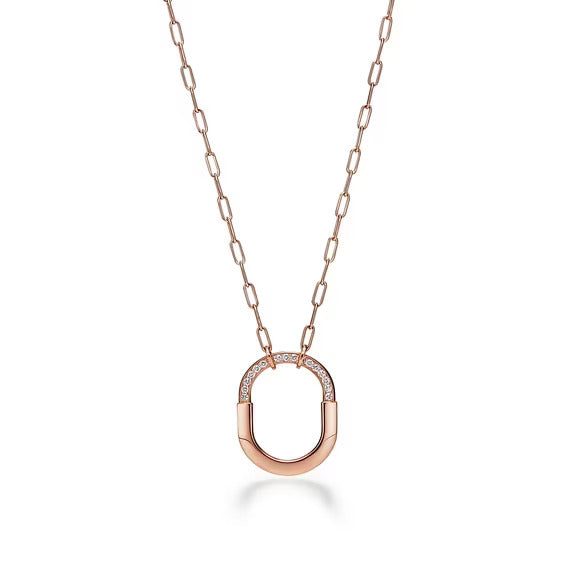 Tiffany Pendant in Rose Gold with Diamonds, Medium