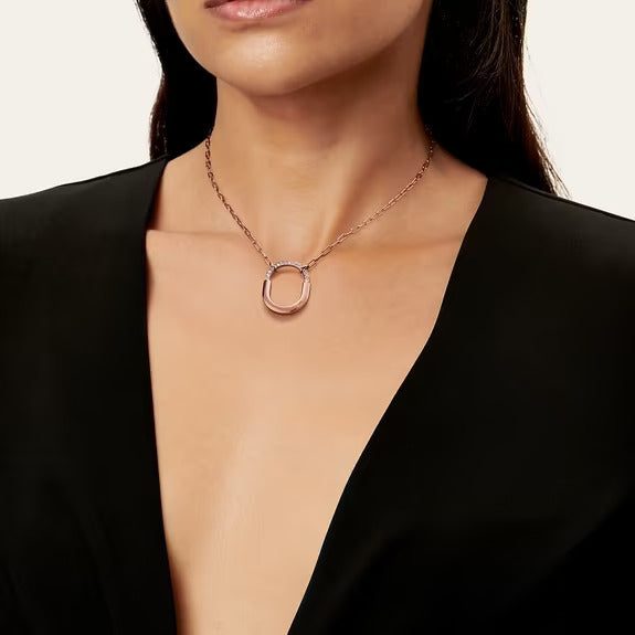 Tiffany Pendant in Rose Gold with Diamonds, Medium - Image 2