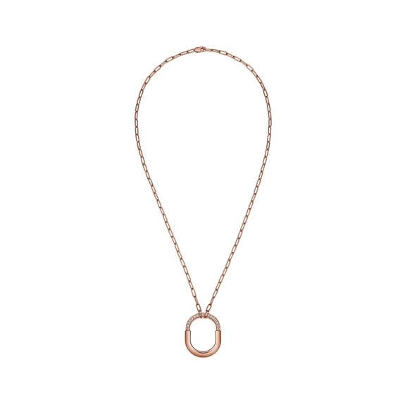 Tiffany Pendant in Rose Gold with Diamonds, Medium - Image 3