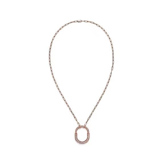 Tiffany Pendant in Rose Gold with Pavé Diamonds, Medium - Image 2