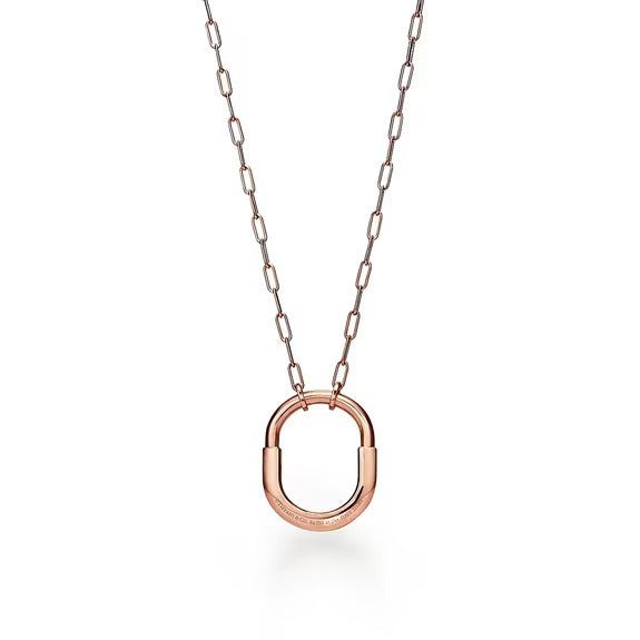 Tiffany Pendant in Rose Gold with Pavé Diamonds, Medium - Image 3