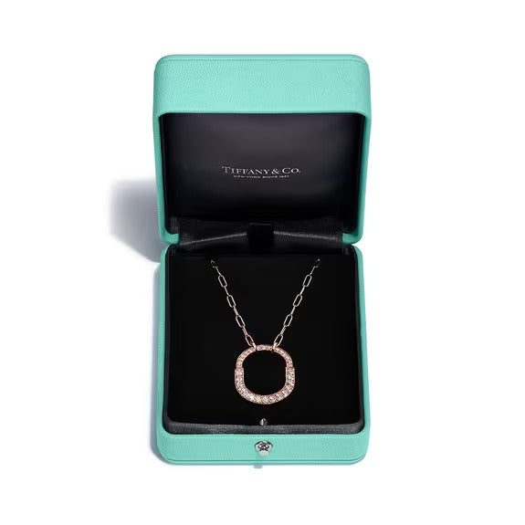 Tiffany Pendant in Rose Gold with Pavé Diamonds, Medium - Image 5
