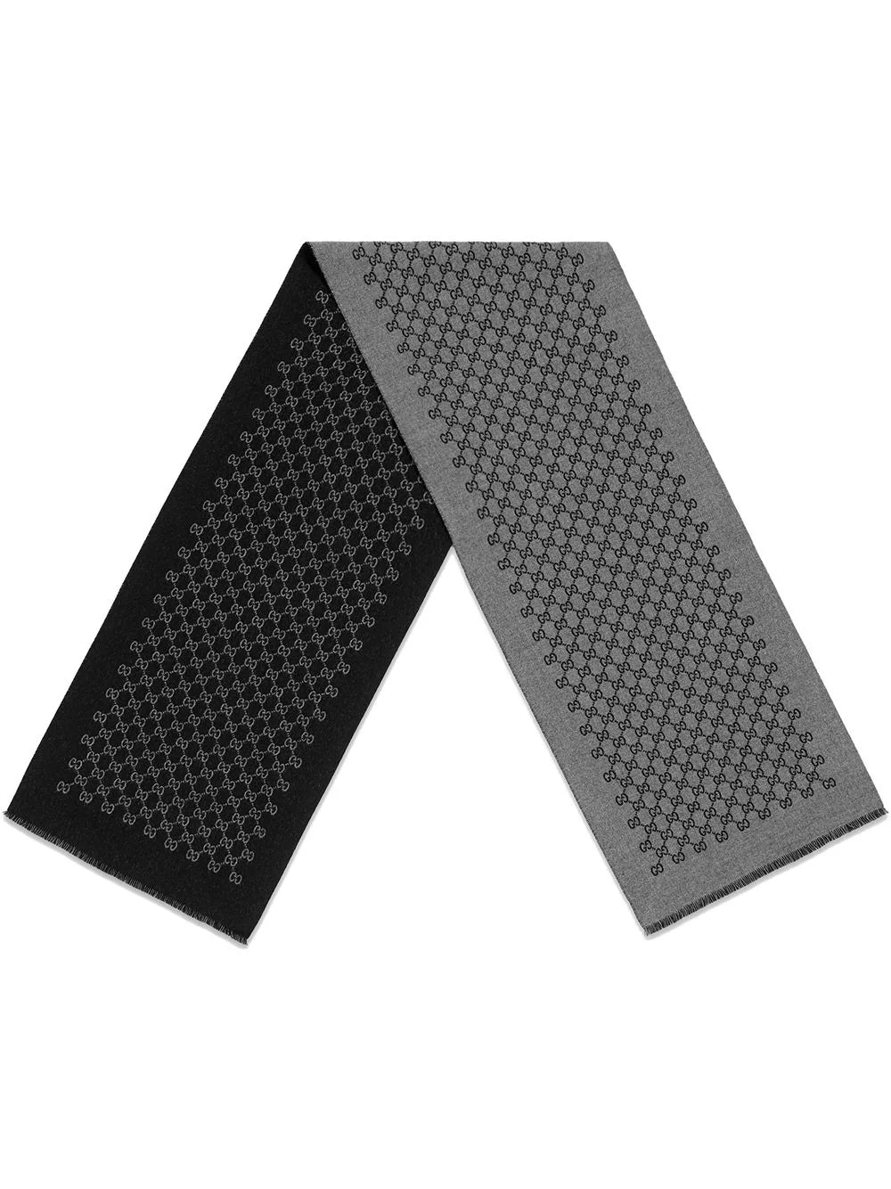 Gucci Grey GG Jacquard Wool Scarf