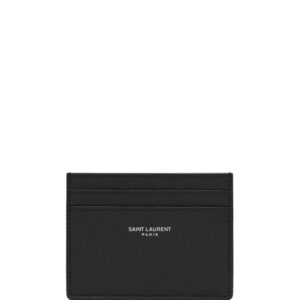 Saint Laurent logo-stamp grained-leather cardholder