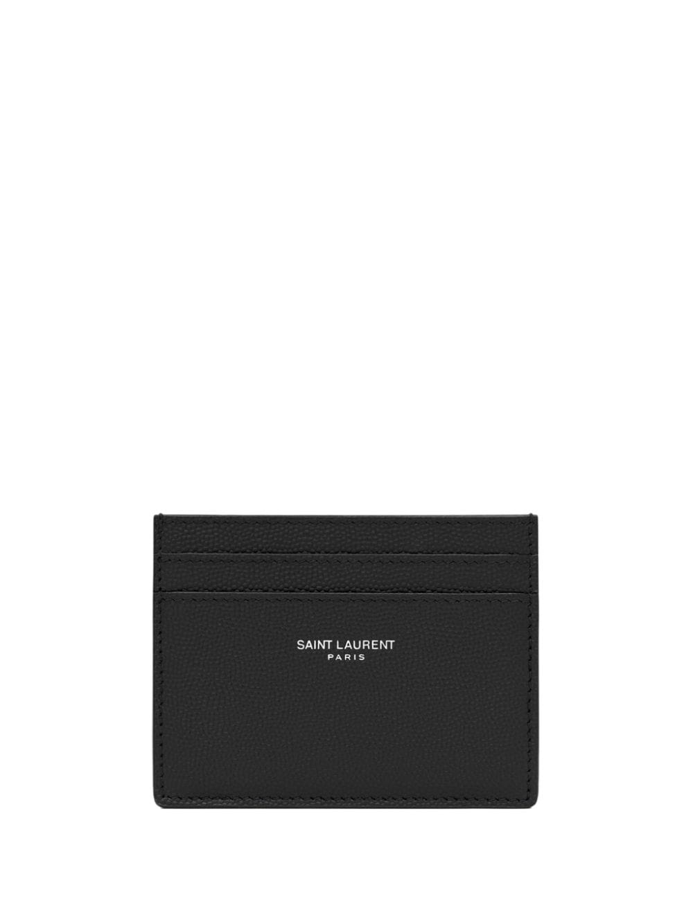 Saint Laurent logo-stamp grained-leather cardholder