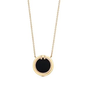 Tiffany T Diamond and Black Onyx Circle Pendant