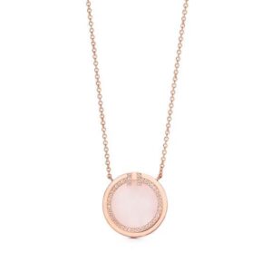Tiffany T Diamond and Pink Opal Circle Pendant