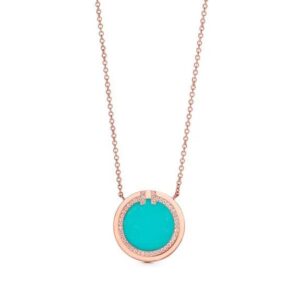 Tiffany Diamond and Turquoise Circle Pendant