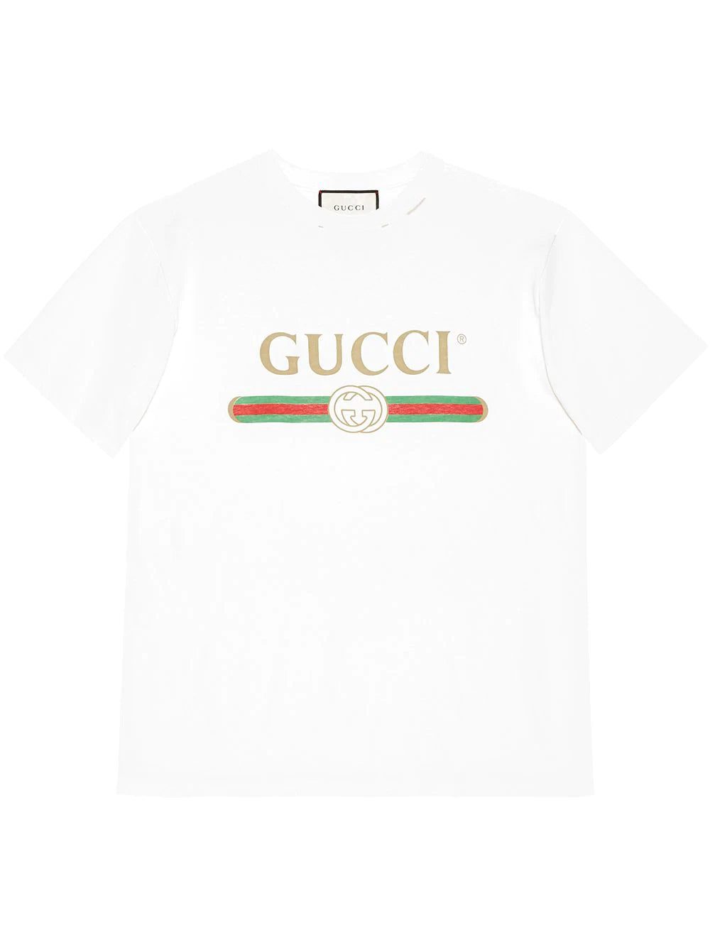 Gucci ripped detail logo-print T-shirt