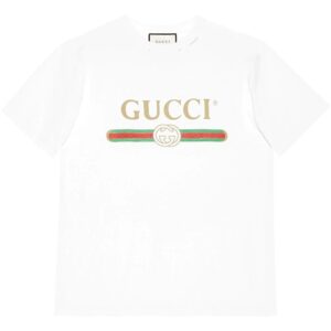Gucci  ripped detail logo-print T-shirt
