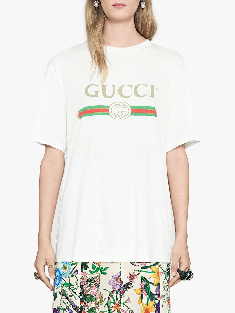 Gucci ripped detail logo-print T-shirt - Image 3