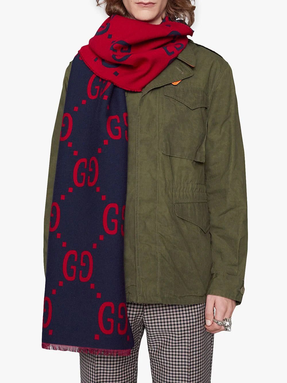 Gucci GG jacquard wool silk scarf - Image 2
