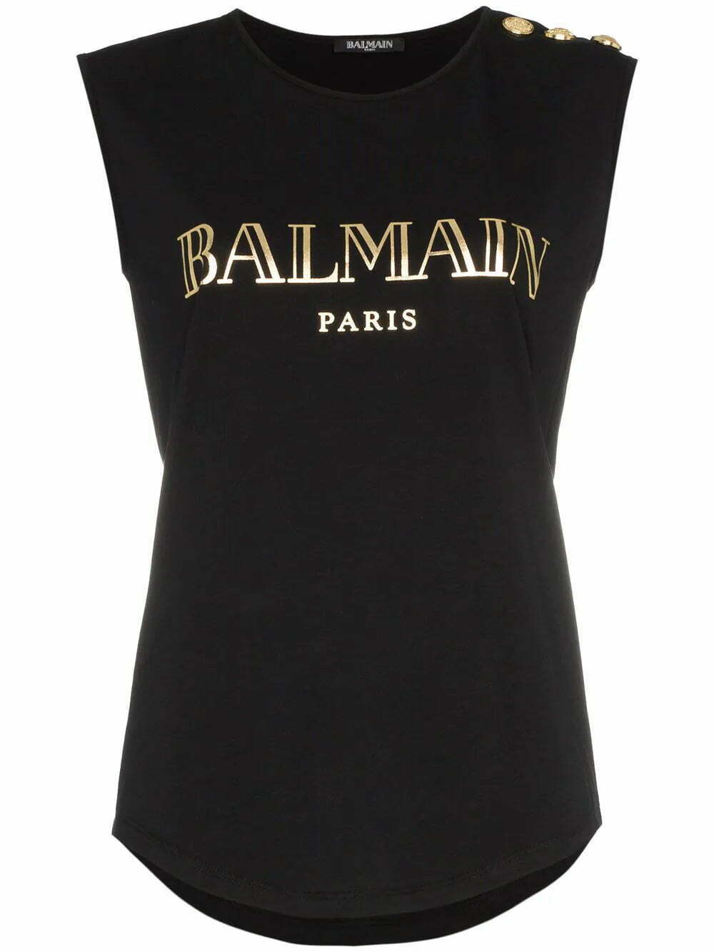 Balmain sleeveless logo-print T-shirt