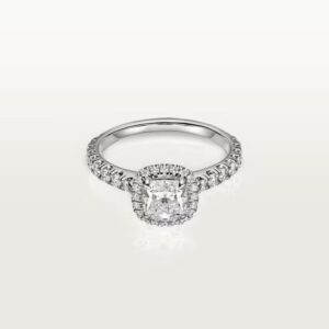 Cartier Destinée solitaire, cushion-cut diamond, paved
