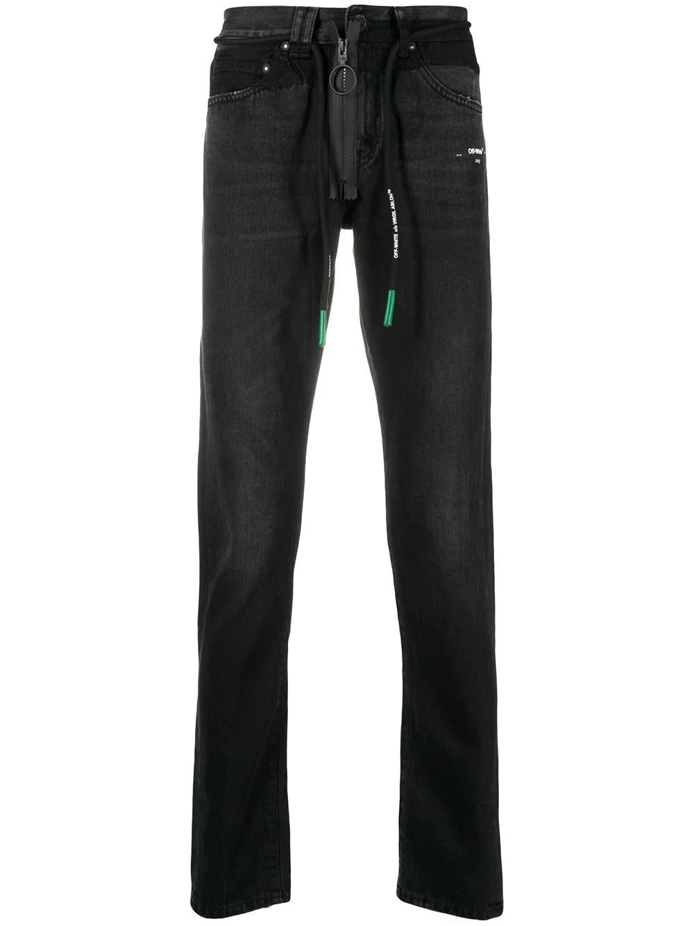 Off-White front zip drawstring jeans