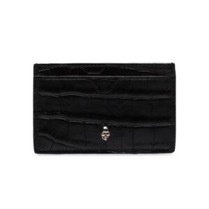 Alexander McQueen  black crocodile embossed skull cardholder