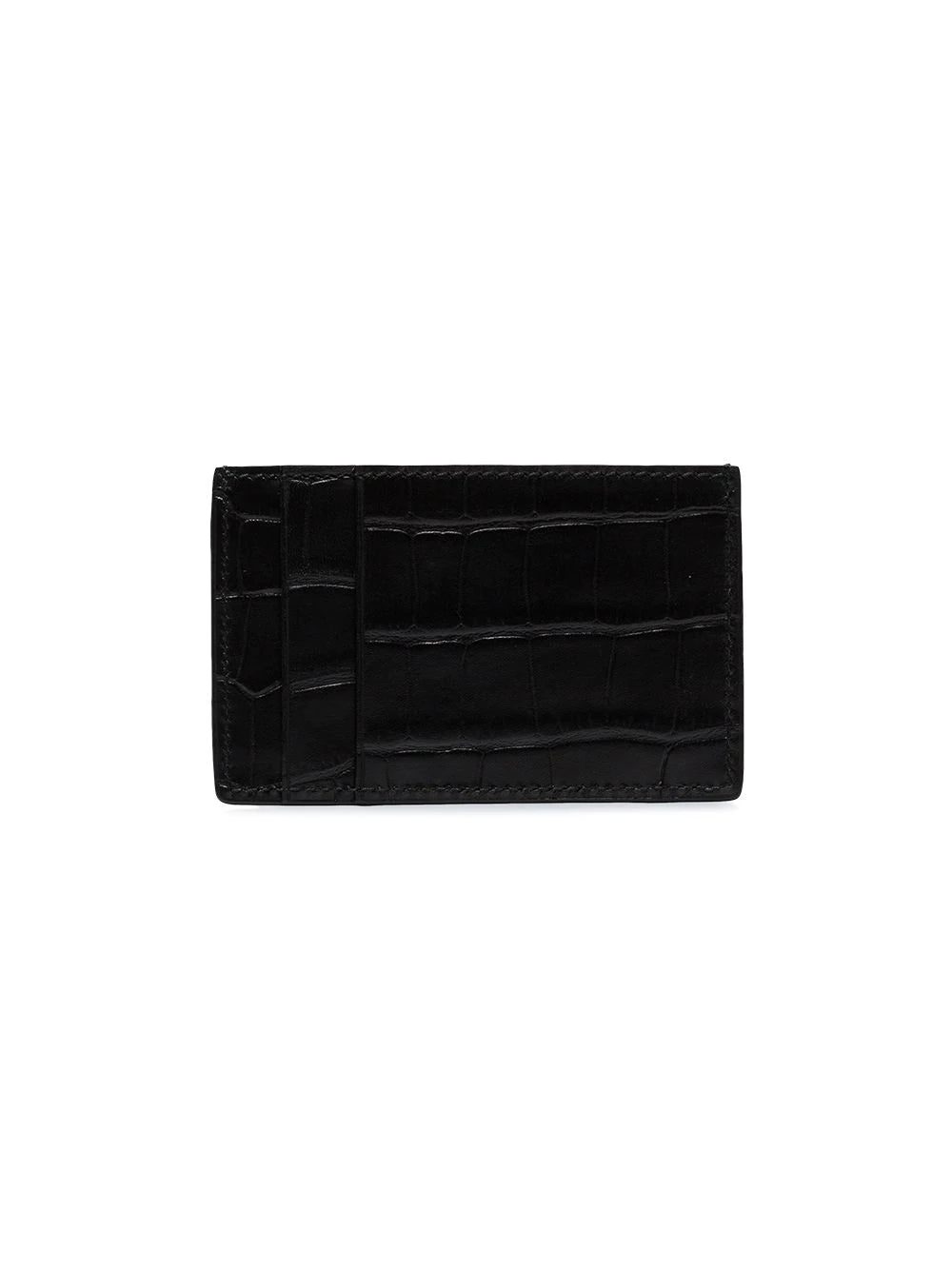 Alexander McQueen black crocodile embossed skull cardholder - Image 2