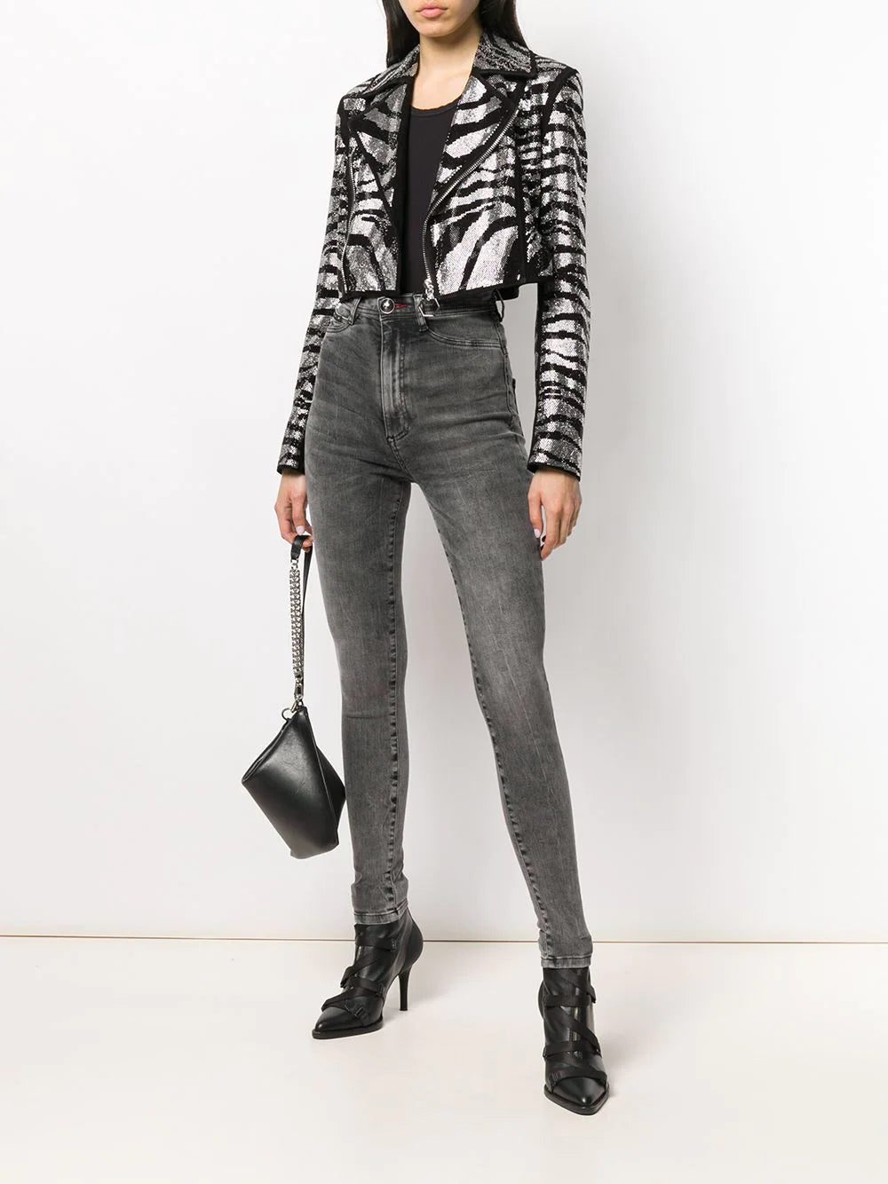 Philipp Plein zebra-pattern crystal biker jacket - Image 2