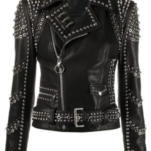 Philipp Plein  pierced biker jacket