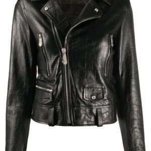Philipp Plein  signature leather biker jacket