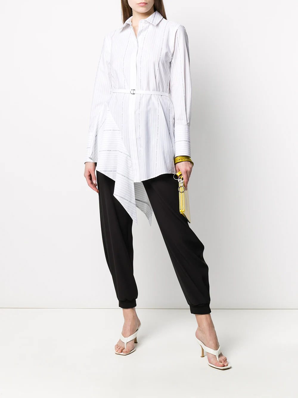 Off-White striped asymmetric mini shirt dress - Image 2